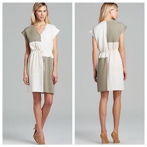 $375 Theory Taltine C Colorblock Silk luxury dress women size Small